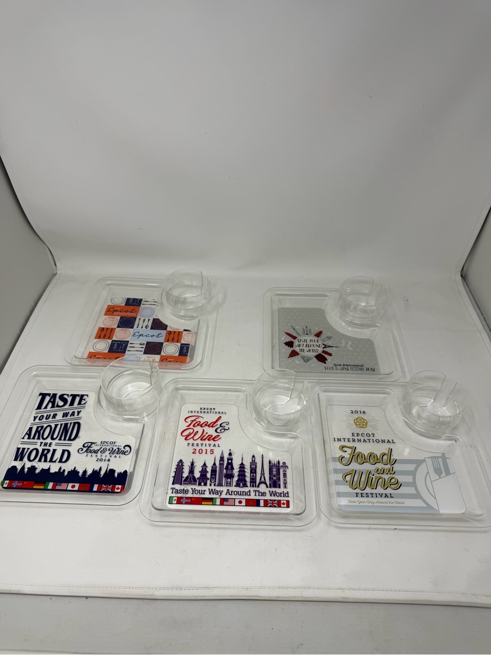 Lot of 5 Epcot Food & Wine Festival Trays 2014-2017 &2019 Disney Parks Souvenirs